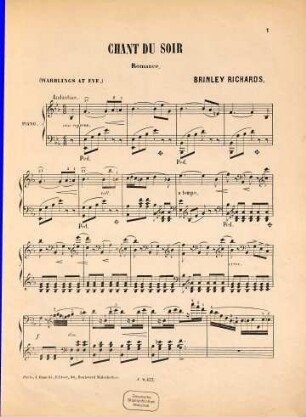 Chant du soir : romance : pour piano : op. 50