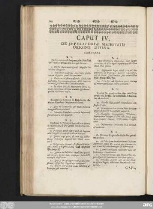 Caput IV. De Imperatoriae Maiestatis Origine Divina.