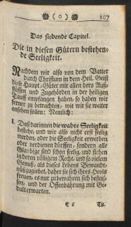 Das siebende Capitel. Die in diesen Gütern bestehende Seeligkeit