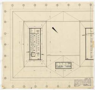 Chemische Institute der Universität Köln: Physikalische Chemie und Gärung, Grundriss Dachaufbau, 1:100