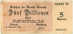 Geldschein / Notgeld, 5 Billionen Mark, 15.11.1923