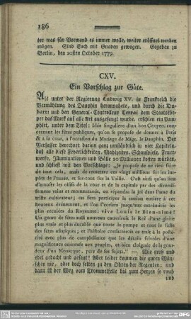 CXV. Ein Vorschlag zur Güte