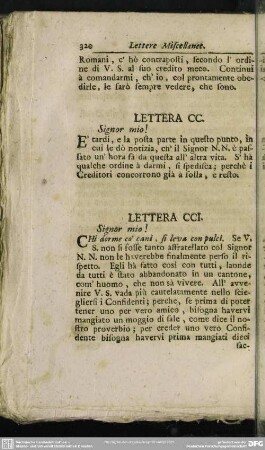 Lettera CCI. Signor mio!