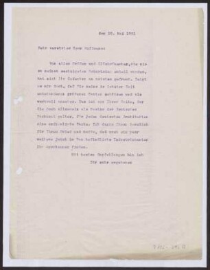 Schreiben an Ludwig Hoffmann (Brief)