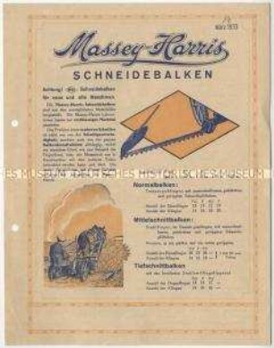 Schneidebalken für Grasmäher von der Firma Massey-Harris und Co. in Kanada