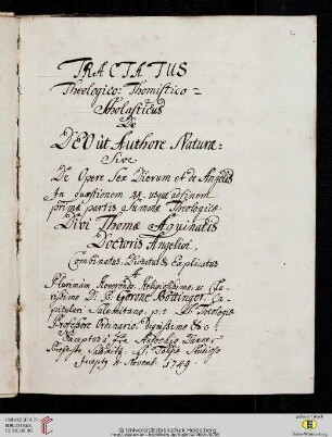 Gero Böttinger: Tractatus theologicus de Deo ut Authore naturae