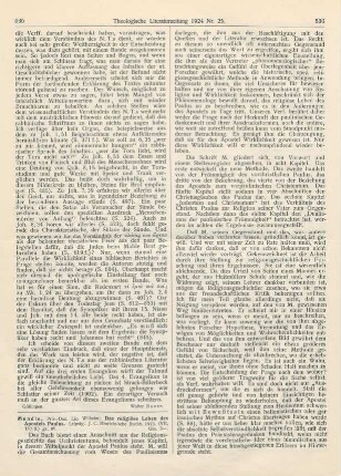 535-537 [Rezension] Mundle, Wilhelm, Das religiöse Leben des Apostels Paulus