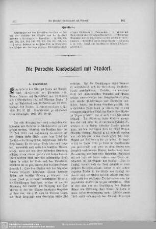 Die Parochie Knobelsdorf mit Otzdorf
