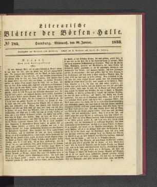 No. 785. Hamburg. Mittwoch, den 30. Januar. 1833.