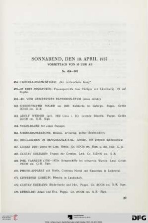 Sonnabend, den 10. April 1937, vormittags von 10 Uhr ab (Nr. 454-662)