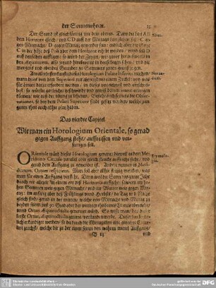 Das vierdte Capitel. Wie man ein Horologium Orientale, so gerad gegen Auffgang steht/ auffreissen und verfertigen soll.