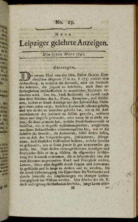 No. 23. Den 21ten März 1791.