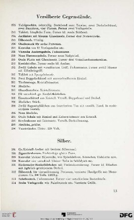 Versilberte Gegenstände (Nr. 272-296)