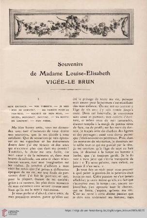Souvenirs de Madame Louise-Elisabeth Vigée-Le Brun
