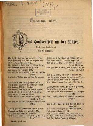 Jugendblätter. 1877,1 = Jan. - Juni = Ser. 5, Halbj. 52 = Bd. 82