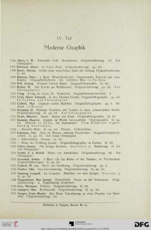 IV. Moderne Graphik (Nr. 1706-1893)
