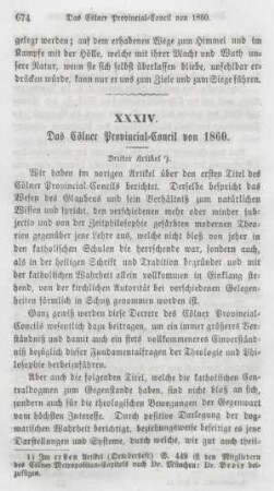 674-687 Das Cölner Provincial-Concil von 1860 : dritter Artikel