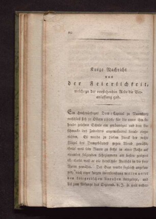 Kurze Nachricht von der Feierlichkeit, welche zu der vorstehenden Rede die Veranlassung gab.