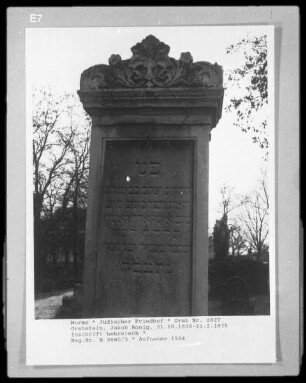 Grabstein von Jakob Honig (gestorben 1875.02.21)