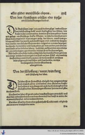 Schöpffung, natur und würckung der leber.