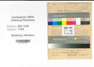 Entnazifizierung Hermann Bruening , geb. 03.10.1909 (Friseur)