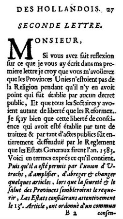 Seconde Lettre.