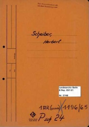 Personenheft Herbert Scheiber (*07.01.1918), SS-Obersturmführer