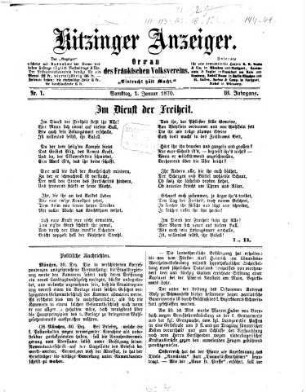 Kitzinger Anzeiger. 1870 = Jg. 3