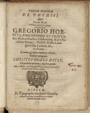 Theses Medicae De Phthisi