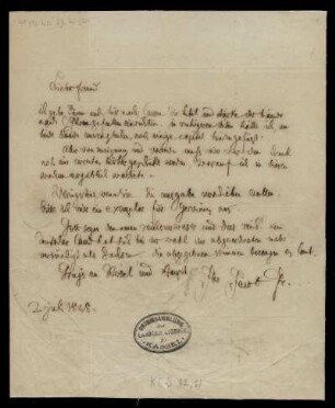 Brief von Jacob Grimm an Weidmannische Buchhandlung, Leipzig
