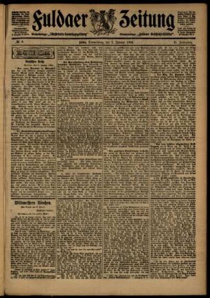 Erste Ausgabe vom Donnerstag, den 07. Januar 1904.