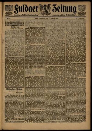 Erste Ausgabe vom Donnerstag, den 07. Januar 1904.