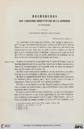 2.Ser. 1.1862/63: Recherches sur l'ancienne constitution de la commune à Colmar