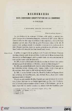 2.Ser. 1.1862/63: Recherches sur l'ancienne constitution de la commune à Colmar