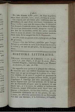 Histoire Littéraire.