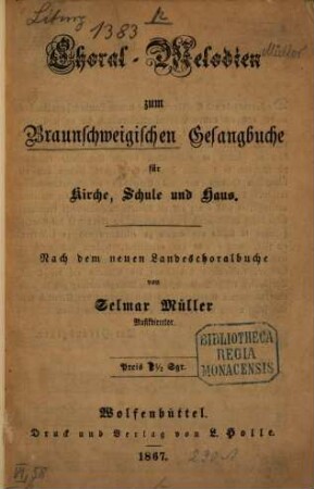 Choral-Melodien zum Braunschweigischen Gesangbuche
