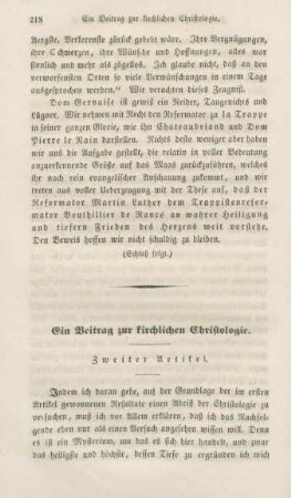 218-258 Ein Beitrag zur kirchlichen Christologie : zweiter Artikel