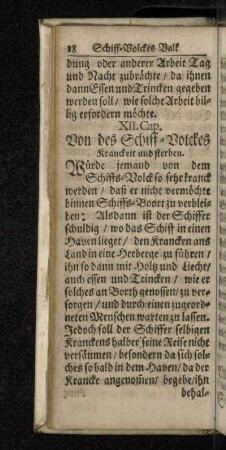 XII.Cap. Von des Schiff-Volckes Kranckeit und sterben.