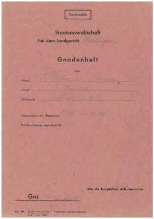 Wagner, Georg, Oberpostinspektor, Sulz: Gnadenheft Wilhelm Heusel Gns 131/48