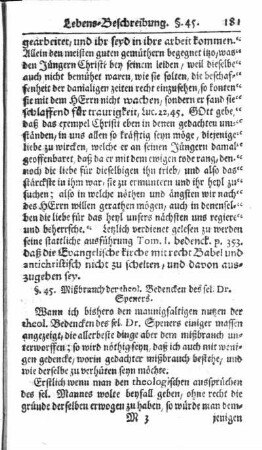 §. 45. Mißbrauch der theol. Bedencken des sel. Dr. Speners