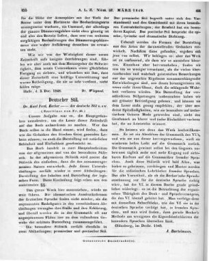 Becker, K. F.: Der deutsche Stil. Frankfurt a. M.: Brönner 1848 (Beschluss von Nr. 56)