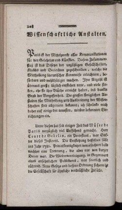 Wissenschaftliche Anstalten.