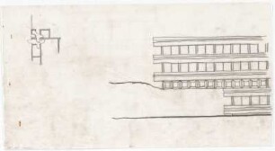 Schneider - Esleben, Paul; Erkrath - Hochdahl, Sedentaler Str. 110; Hochdahlhaus - Entwurf: Hochdahlhaus (Ansicht von Norden); Variante Brüstung und Fenster