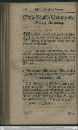 Stich-Tausch-Change- oder Baratt-Rechnung