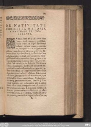 II. De Nativitate Christi Ex Historia A Matthaeo Et Luca Scripta.