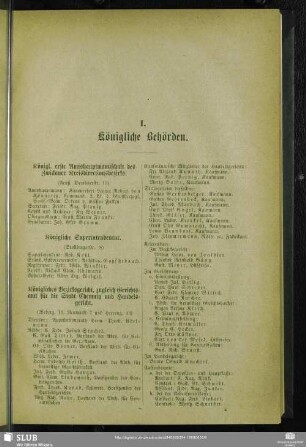 [Erste Abtheilung]. Behördenverzeichnis