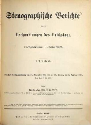 Verhandlungen des Reichstages. Stenographische Berichte. 101. 1887/88