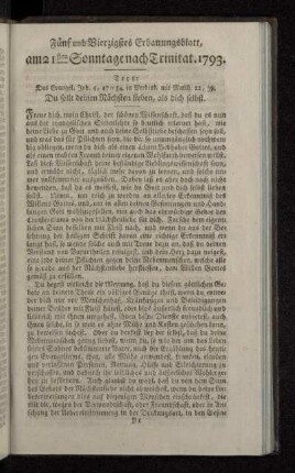 Fünf und Vierzigstes Erbauungsblatt, am 21sten Sonntage nach Trinitat. 1793.