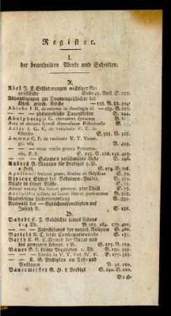 Register. I. der beurtheilten Werke und Schriften