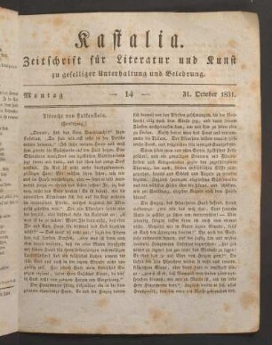 Ausgabe vom 27. October 1831.